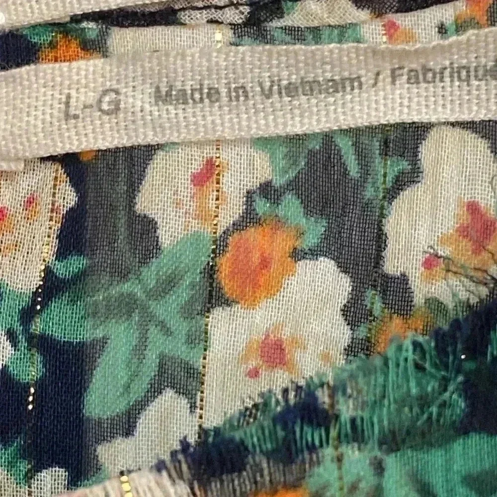 NWT Urban Outfitters sheer navy & green floral peplum top shirt blouse.